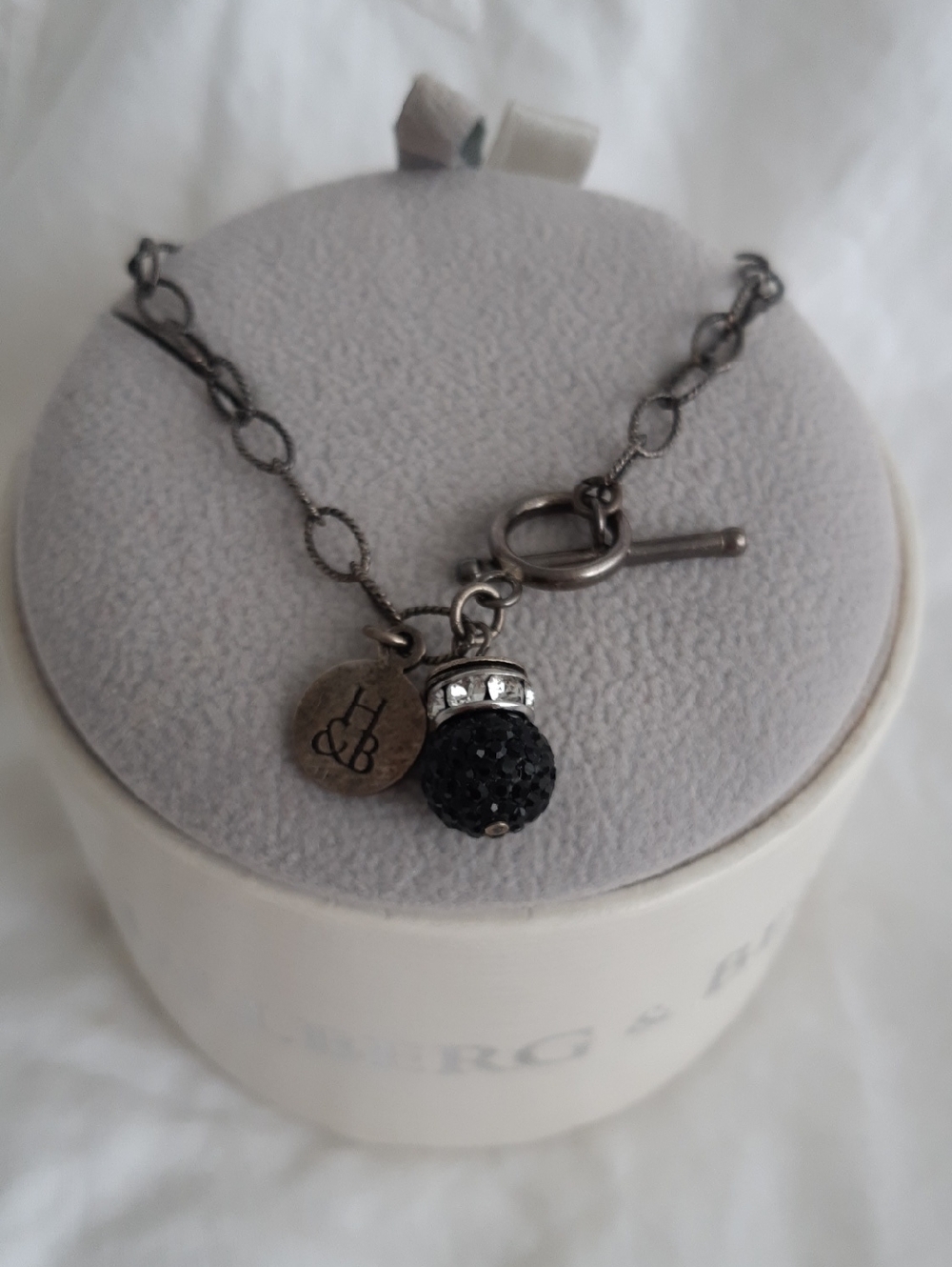 Black Swarofski Crystal Ball Charm Chain Bracelet